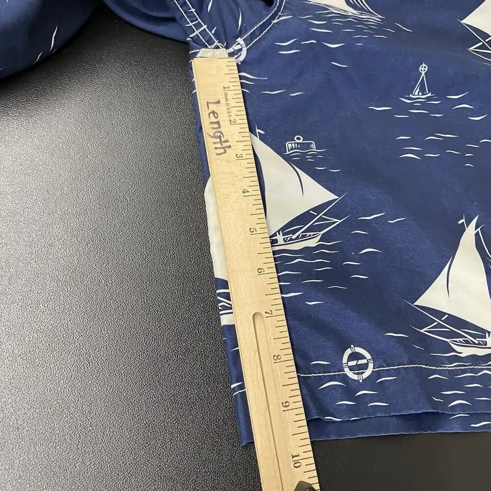 Vtg Polo Ralph Lauren Swim Trunks Mens XL Navy Sailboat Nautical Board Shorts 9”